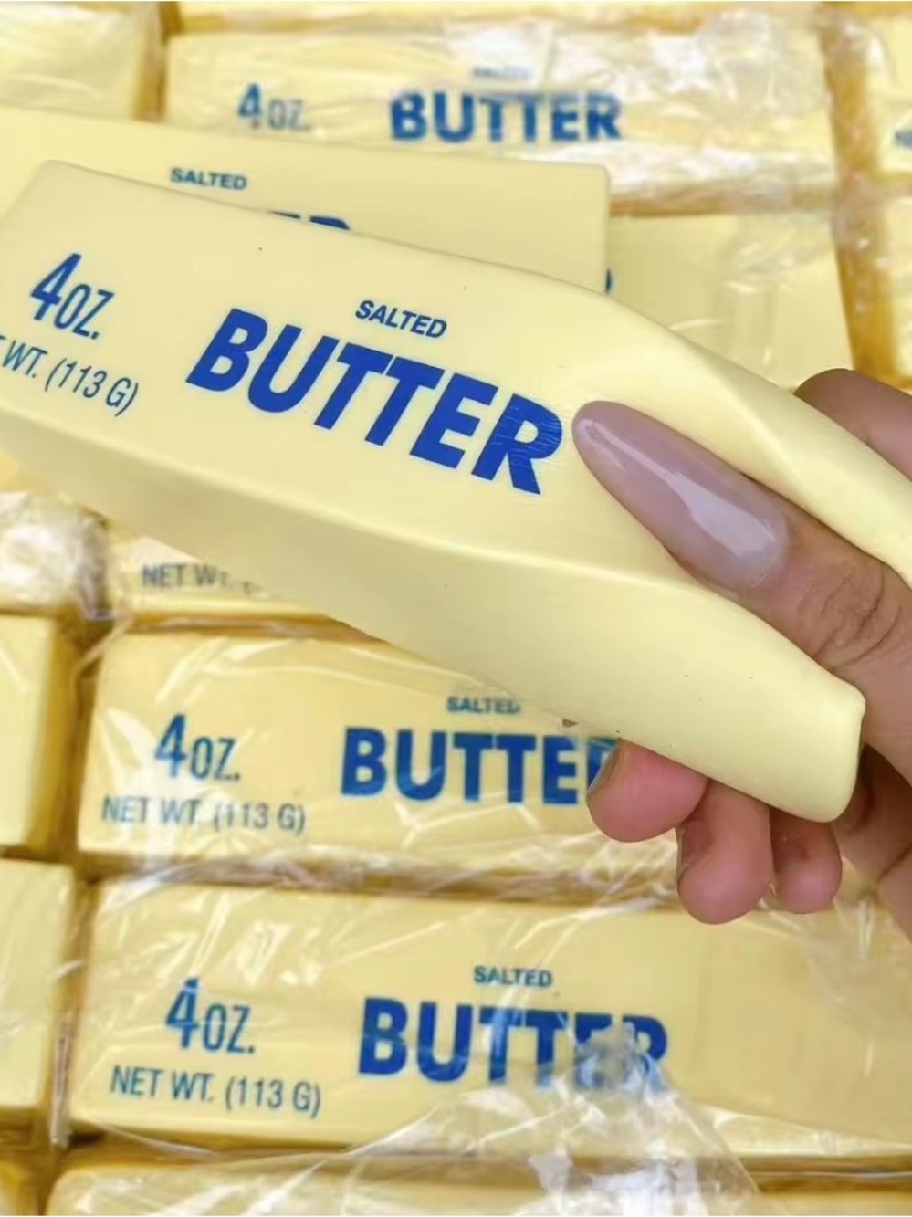 Butter Bar Stress Toy - Yellow with Blue Text